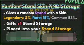 Bizarre Lineage Shop Random Stand Skin AND Storage