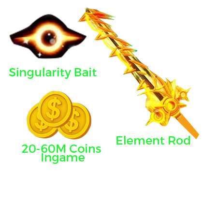 Fish It Shop Fish It Account(Element Rod + Singularity Bait+20-60M Coins Ingame)