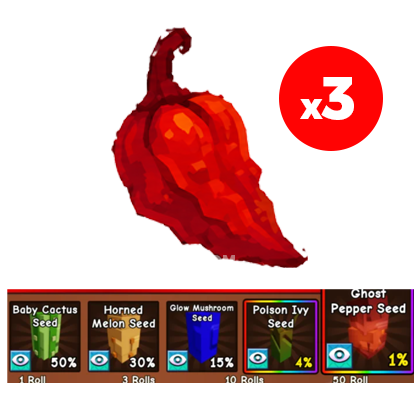 Grow a Garden 2 Shop Ghost Pepper Pack×3 Roll