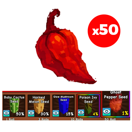 Grow a Garden 2 Shop Ghost Pepper Pack×50 Roll