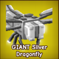 Grow a Garden Items Jombo GIANT Silver Dragonfly (HUGE) (38-40KG Age 100)