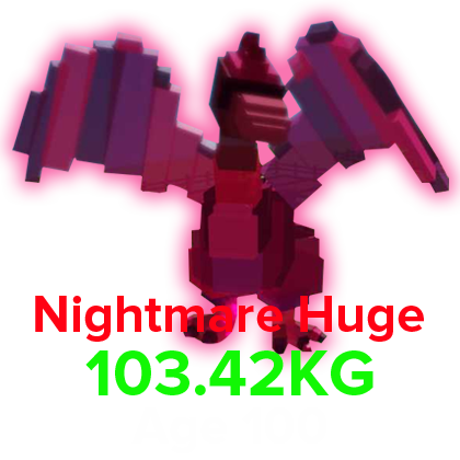 Grow a Garden Items Nightmare Cockatrice (HUGE) (103.42KG Age 100)