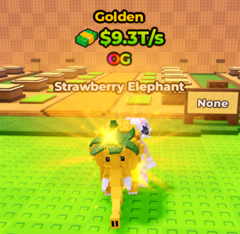 Kick a Lucky Block Shop Golden Strawberry Elephant(9.3T/s)