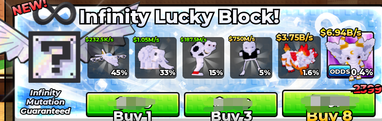 Kick a Lucky Block Shop Infinity Lucky Block *3