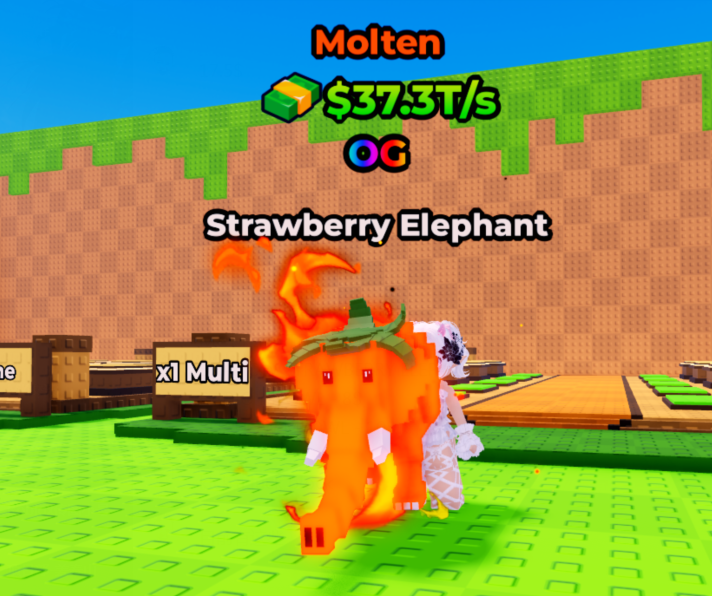 Kick a Lucky Block Shop Molten Strawberry Elephant(47.3T/s)