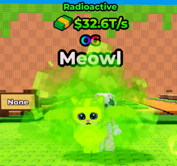 Kick a Lucky Block Shop Radioactive Meowl(32.6T/s)