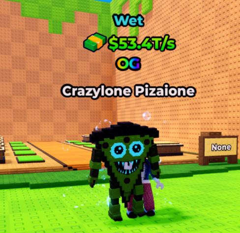 Kick a Lucky Block Shop Wet Crazylone Pizaione(53.4T/s)