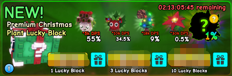 Plants vs Brainrots Shop Premium Christmas Plant Lucky Block