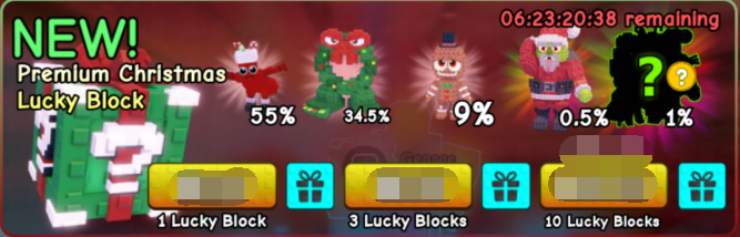 Plants vs Brainrots Shop Premium Christmas Lucky Block