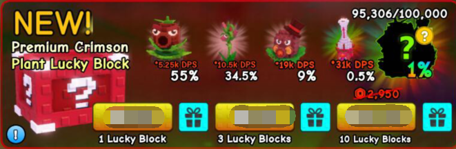 Plants vs Brainrots Shop Premium Crimson Plant Lucky Block