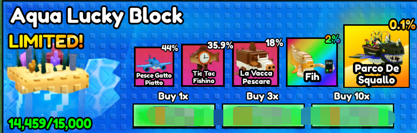 Survive Lava for Brainrots Shop Aqua Lucky Block