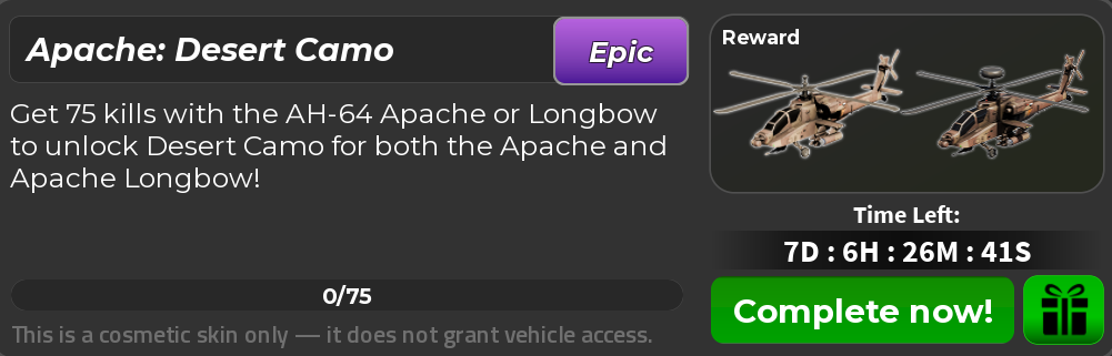 War Tycoon Apache:Desert Camo