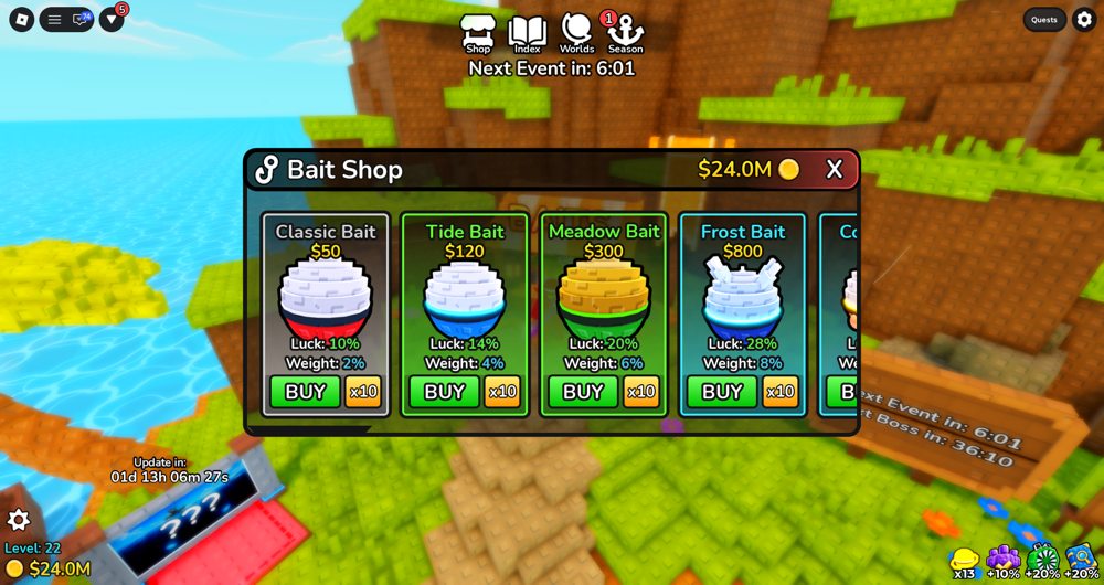 Deep Fishing Bait Shop with Classic Tide Meadow and Frost bait