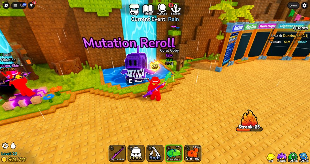 Deep Fishing Mutation Reroll NPC and station