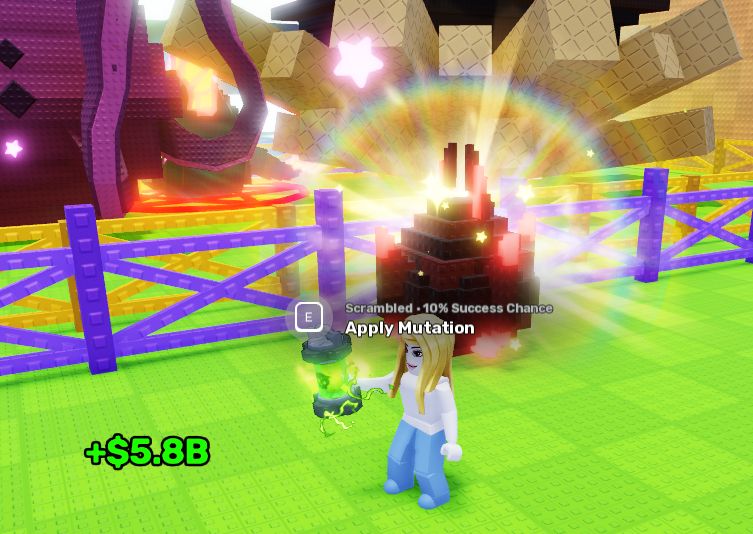 Steal An Egg gameplay showing a player applying the separate Scrambled Mutation to an egg